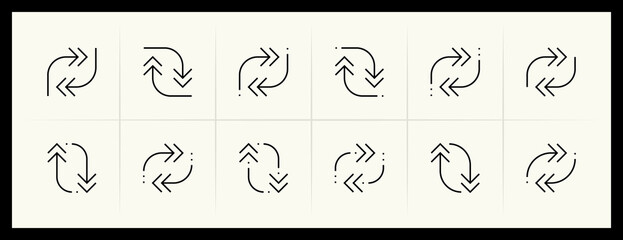 Arrow icon set. Different arrow icons, direction, navigate, double arrow, different direction, exchange, collapse, compare and more.