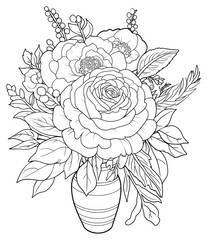 Fototapeta premium PNG Wedding flower art illustration black.