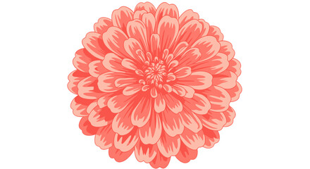 Graphic flower with layered, coral-colored petals, center detail