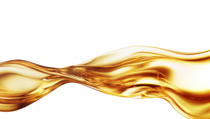 A smooth. flowing wave of golden liquid gracefully moves across a pristine white background. evoking a sense of elegance and fluidity. ideal for use in design and advertising