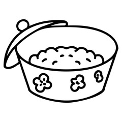 a pot of steamed rice