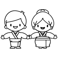 Smiling Japanese couple getting married