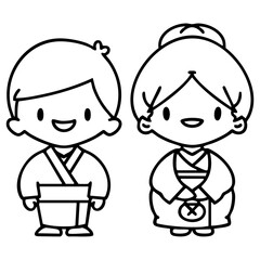 Happy Japanese wedding couple getting married