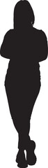 vector,silhouette of front view of a woman standing arms and legs crossed