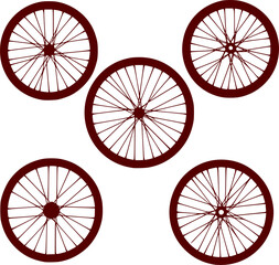 Fototapeta premium vector Set of bike wheels silhouette vector art 