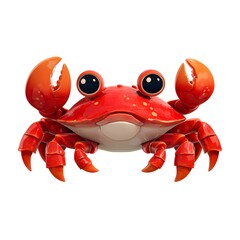 Colorful Cartoon Crab Character with Large Claws and Bright Eyes
