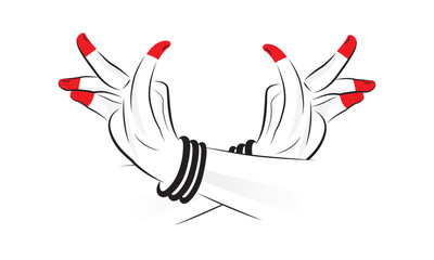 Hands of Traditional dancing woman. Indian Bharatanatyam classical dance mudra. Alapadma hasta.	