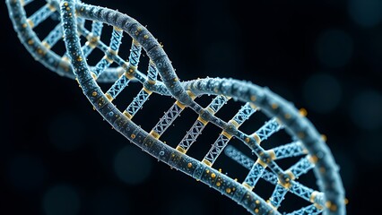 A DNA helix woven from mathematical formulas, entwining all known life within its spiral.