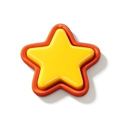 Bright Yellow Star Shape with Orange Outline on White Background