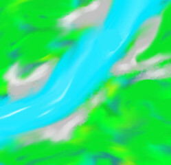 Top view of the blue ribbon of the river.
