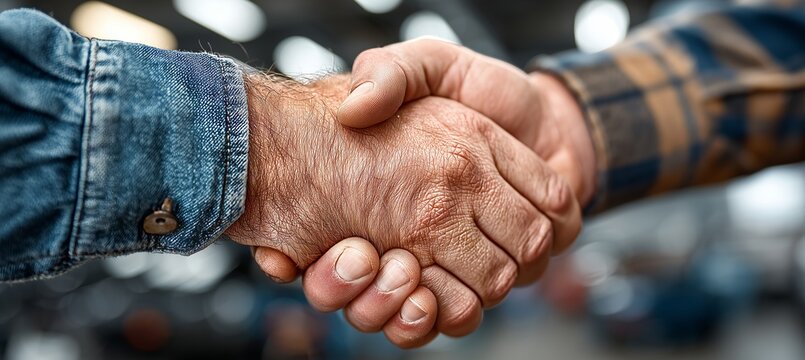 Handshake between two individuals showcasing trust and agreement in a collaborative environment