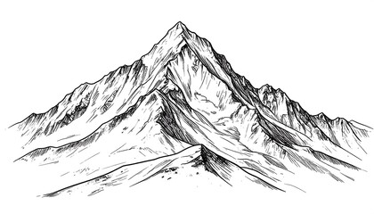 Detailed sketch of a snow-capped mountain
