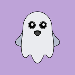Obraz premium Cute Cartoon Ghost Illustration A Friendly Spook for Halloween Fun and Spooky Atmosphere