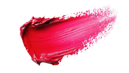 A vibrant. bold stroke of bright pink paint on a clean white background. the texture and richness of the color. ideal for artistic projects or beauty-related themes
