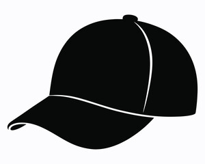Stylish Black Baseball Cap Icon Modern Headwear Silhouette For Fashionable Sporty Look and Sun Protection Stylish Accessory Simple Design