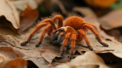 Orange Tarantula With Blue Leg