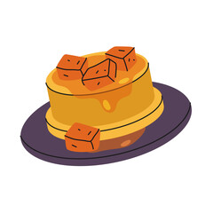 Vector Chinese dessert or Asian pudding, China sweet food. Confection rice jelly or Asia dish. Gastronomy treat cuisine. Traditional culinary for festive. Syrup nutrient. Cooking, nutrition, gourmet.