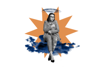 Composite photo collage of scared girl wear plaid suit hold ipad device cyberbully insult violence stereotype isolated on painted background