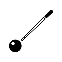Minimalist Flat Vector Design of Pool Stick and Ball Icon