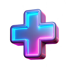 Fototapeta premium 3d neon plus sign isolated on transparent background
