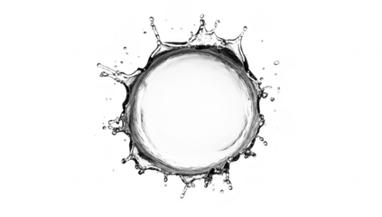 A high-speed capture of a water splash creating a circular shape against a white background. illustrating motion and fluidity. ideal for use in design or advertising