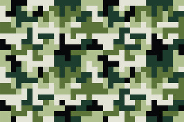 camouflage seamless pattern background vector pixel texture military textile army camo clothing black green colors