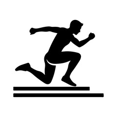 Minimalist Flat Vector Silhouette of Athlete in Starting Running Pose