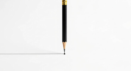 Sharp Pencil Drawing a Straight Line on White Background Minimalist Concept for Creativity Planning and Precision