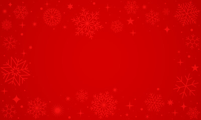 Red Christmas background, snowflakes frame, holidays border