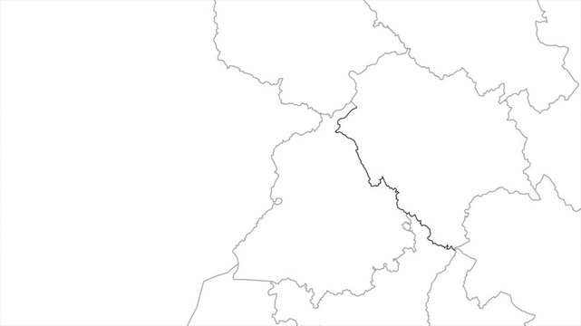 Aerial view of Himachal Pradesh and the capitals Shimla animation on white background, Himachal Pradesh India Asia State Map Outline