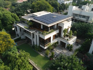 Smart eco home solar rooftop modern sustainable design