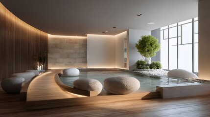 Modern spa interior bright relaxing design clean atmosphere