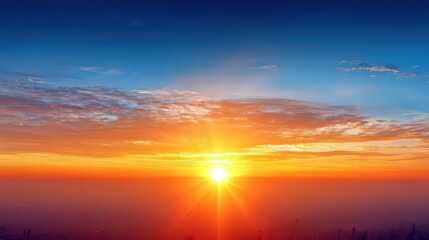 Fototapeta premium Sunrise Over Cityscape With Dramatic Colors