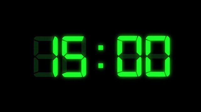 Electronic 20-second backward timer, glowing digital digits. Clock timer twenty-second countdown in opposite direction, digital electronic segment display. Digital 20-second countdown timer.