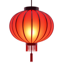 Obraz premium 3d Illuminated red paper lantern isolated on transparent background