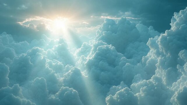 Sunlight Rays Beaming Through a Sea of Clouds.