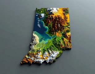 Detailed topographic map of a region