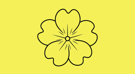 Black outlined flower, yellow background