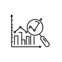 Illustration Vector of Financial Chart with Graph and Magnifying Glass in Modern Style