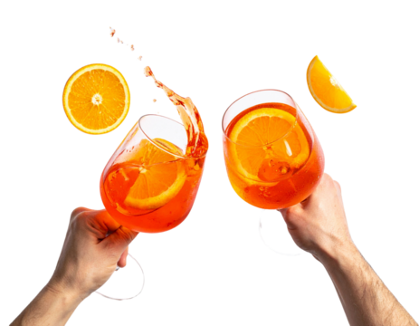 Festive Cocktail Clinking Glasses Pair Collection, isolated on transparent background