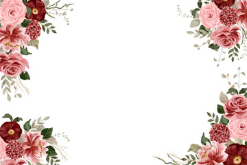 Watercolor flowers background vector for design.