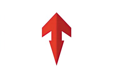 Upward and downward red arrow on blank white background for use in data visualization