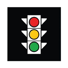 Vibrant vector illustration of a modern traffic light displaying red, yellow, and green signals, symbolizing urban safety, essential road control, and efficient traffic regulation for design projects