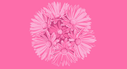 Monochromatic floral pattern in shades of pink creates a soft, stylized aesthetic