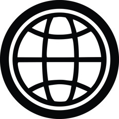 Global network symbol representing international connectivity and communication. simple abstract globe logo for worldwide reach.