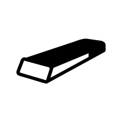 Black and white graphical representation of a traditional eraser element on white