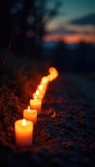 Somber Candlelight Gathering at Dusk A Poignant and Peaceful Memorial Service