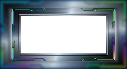 Modern Futuristic RGB Gaming Stream Overlay Frame Display with Blank White Space