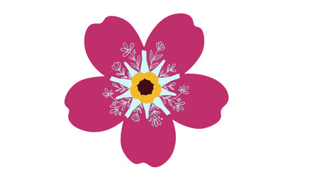 Floral illustration pink petals, complex center