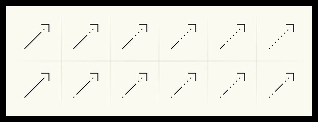 Arrow top right direction icon set. Interface arrows, direction, navigate, top right, up, upward and more.